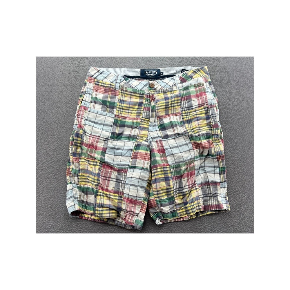 The New Ivy Brand Shorts Mens Sz 36 Patchwork Madras Shorts Multi Color Plaid